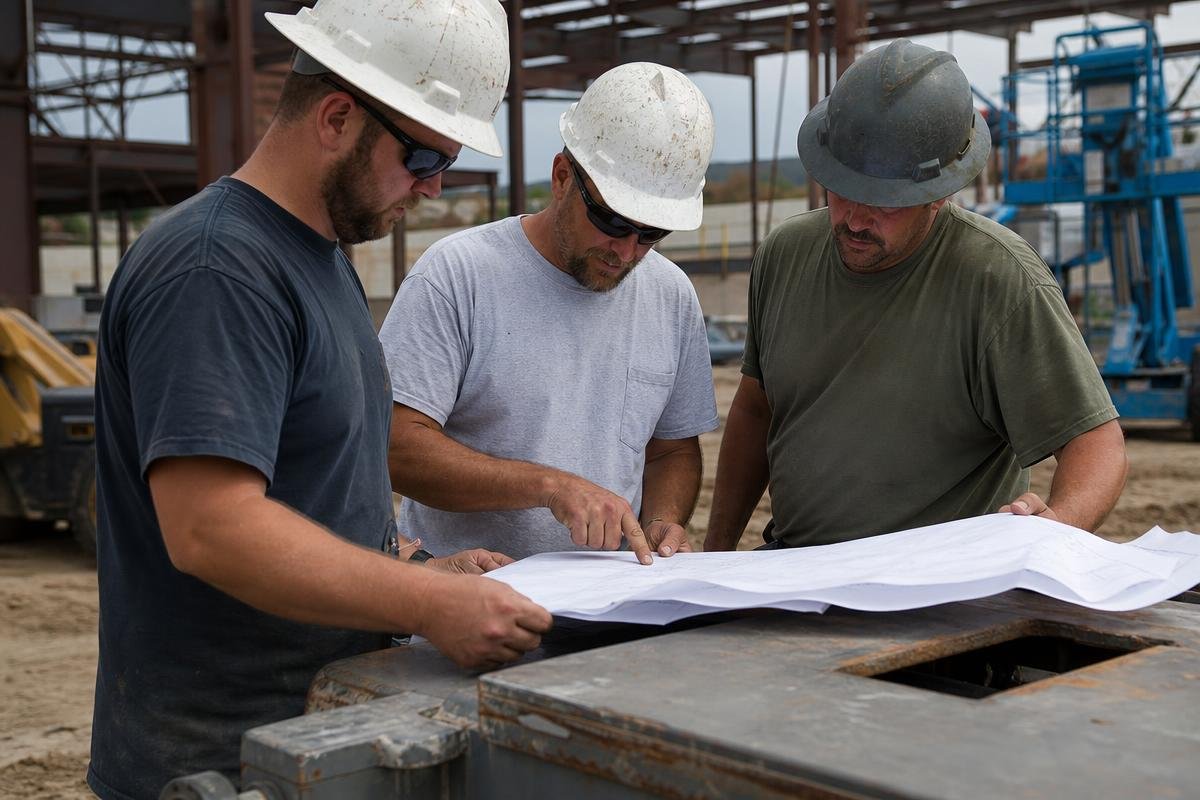 Industrial construction process in Colorado Springs with job site planning underway