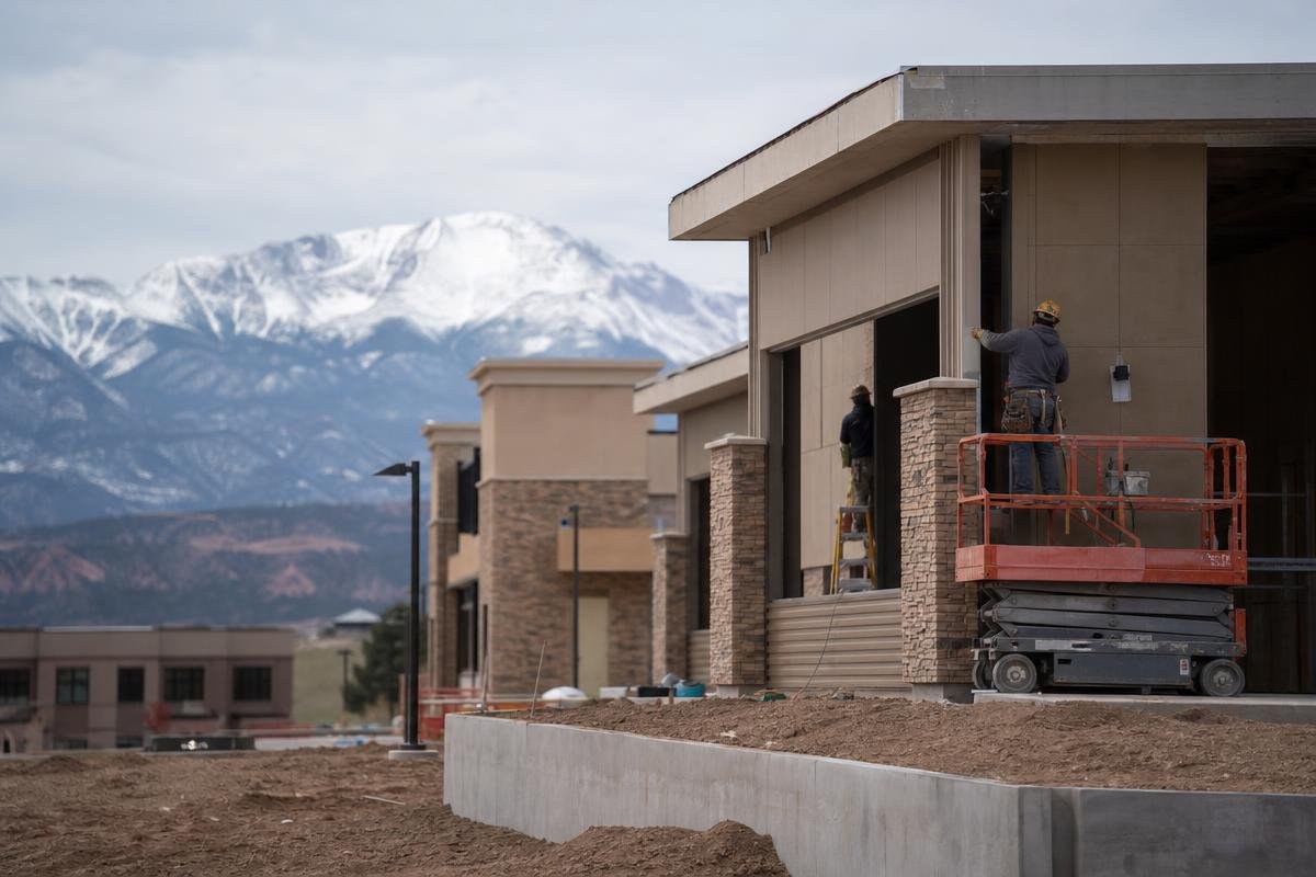 Commercial office buildout underway in Colorado Springs with framing and MEP rough-in