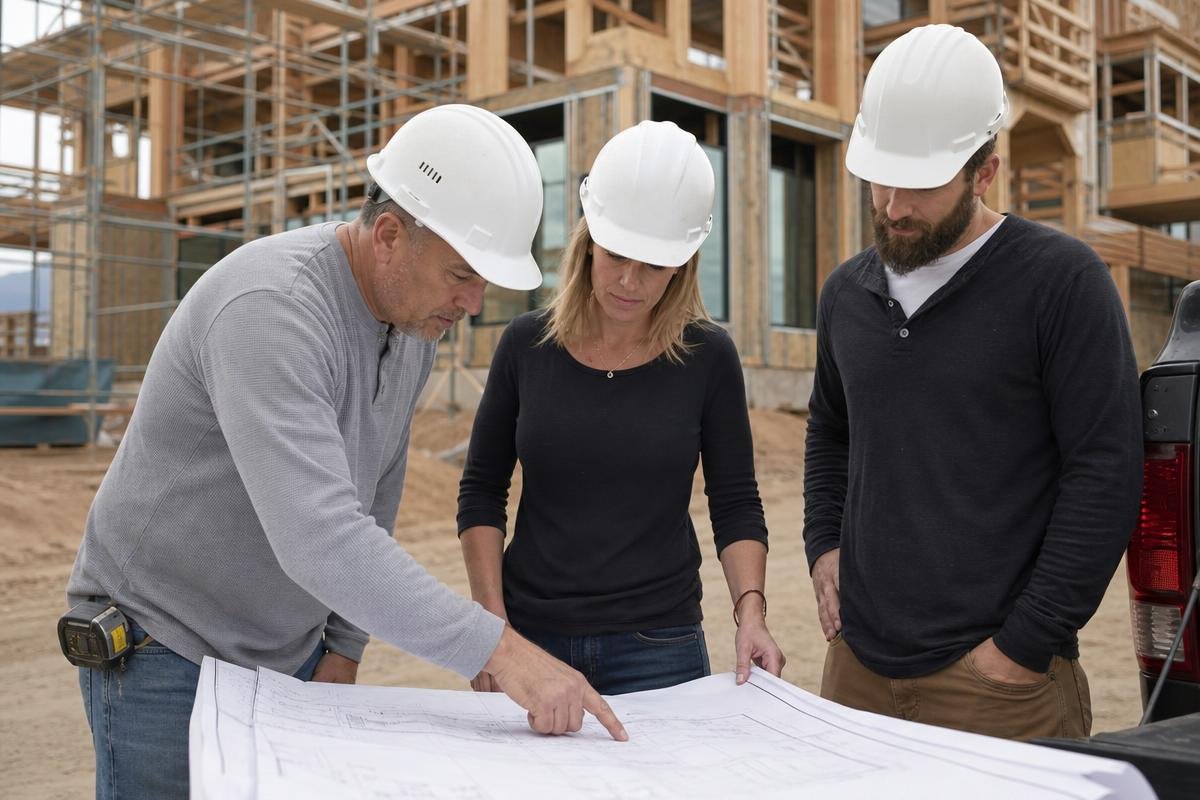 Multifamily contractor Colorado Springs reviewing project plans on site