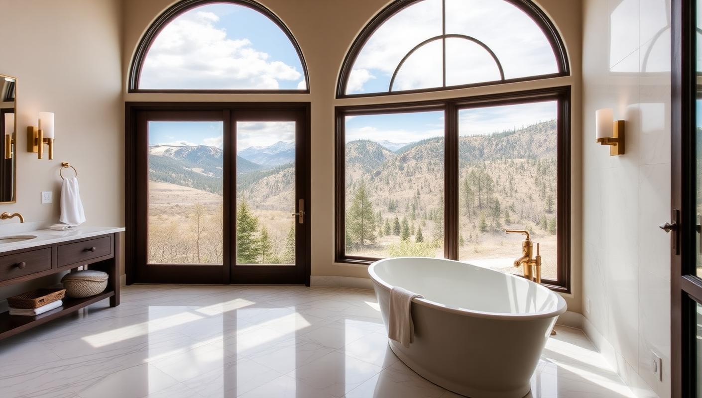 Luxury Colorado bathroom with mountain view
