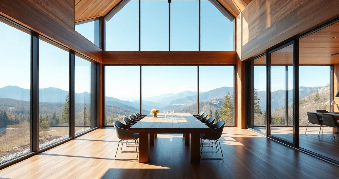 Dining room with mountain views